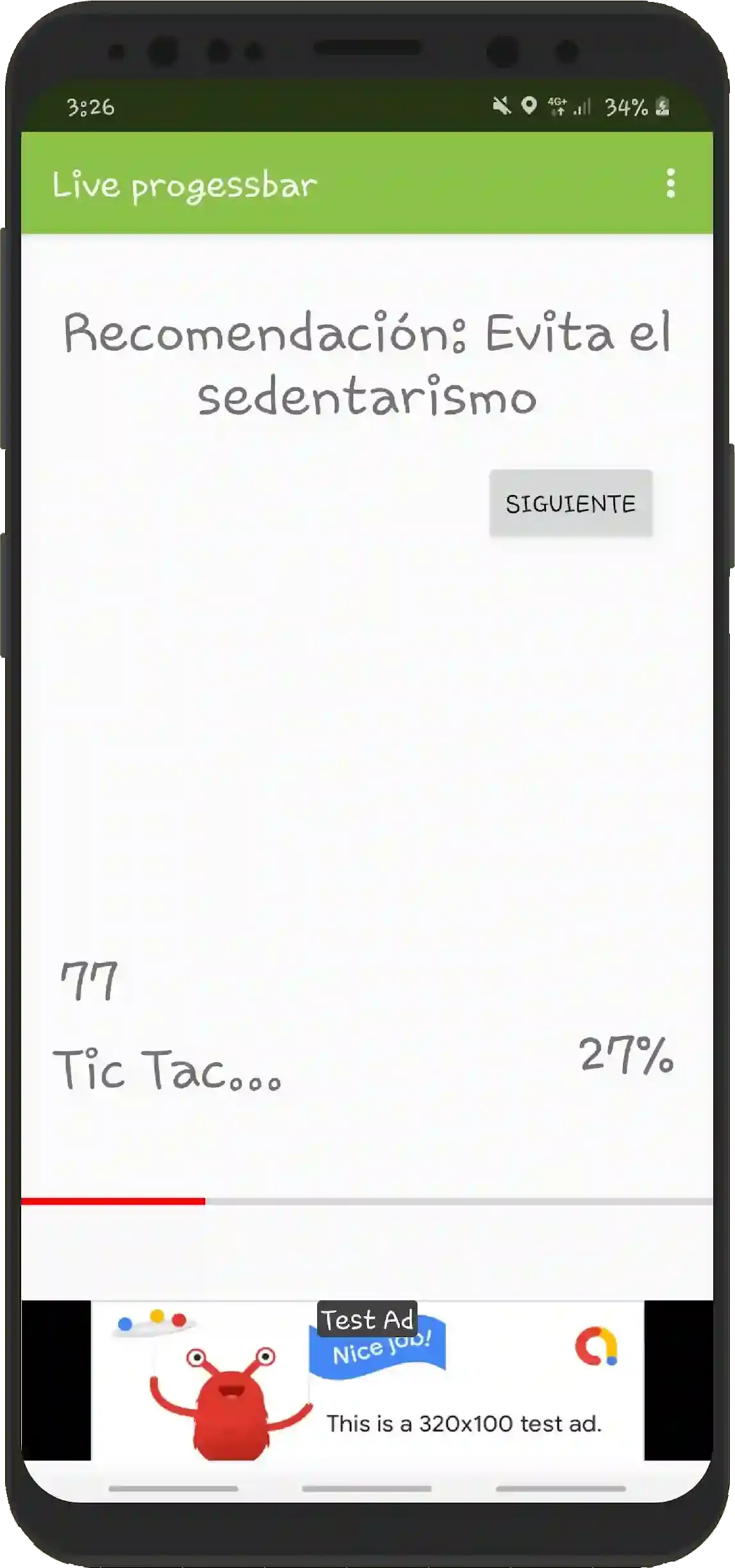 LifeProgressbar en un teléfono móvil Android.